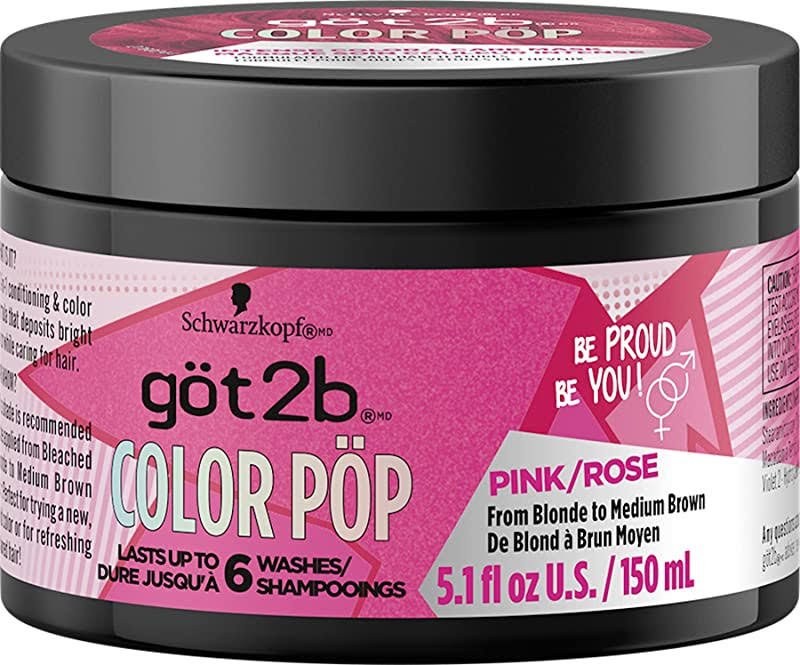 Got2b Colour Pop Semi-Permanent Hair Colour Mask, Pink, 151ml | Haircare