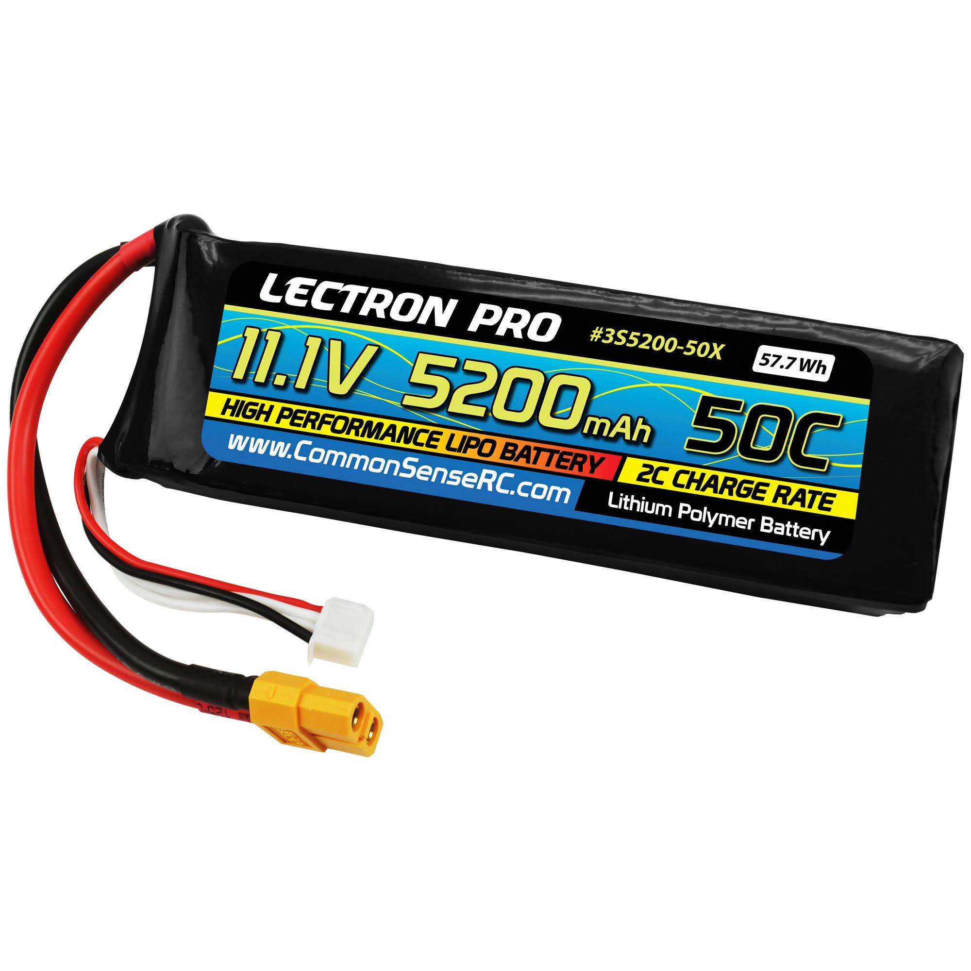Lectron Pro 11.1V 5200mAh 50C Lipo Battery with XT60 Connector