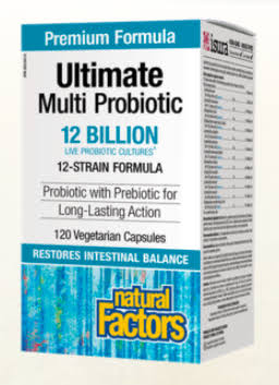 Natural Factors Ultimate Multi Probiotic 12 Billion Live Probiotic Cultures 2 x 120 Twin Pack