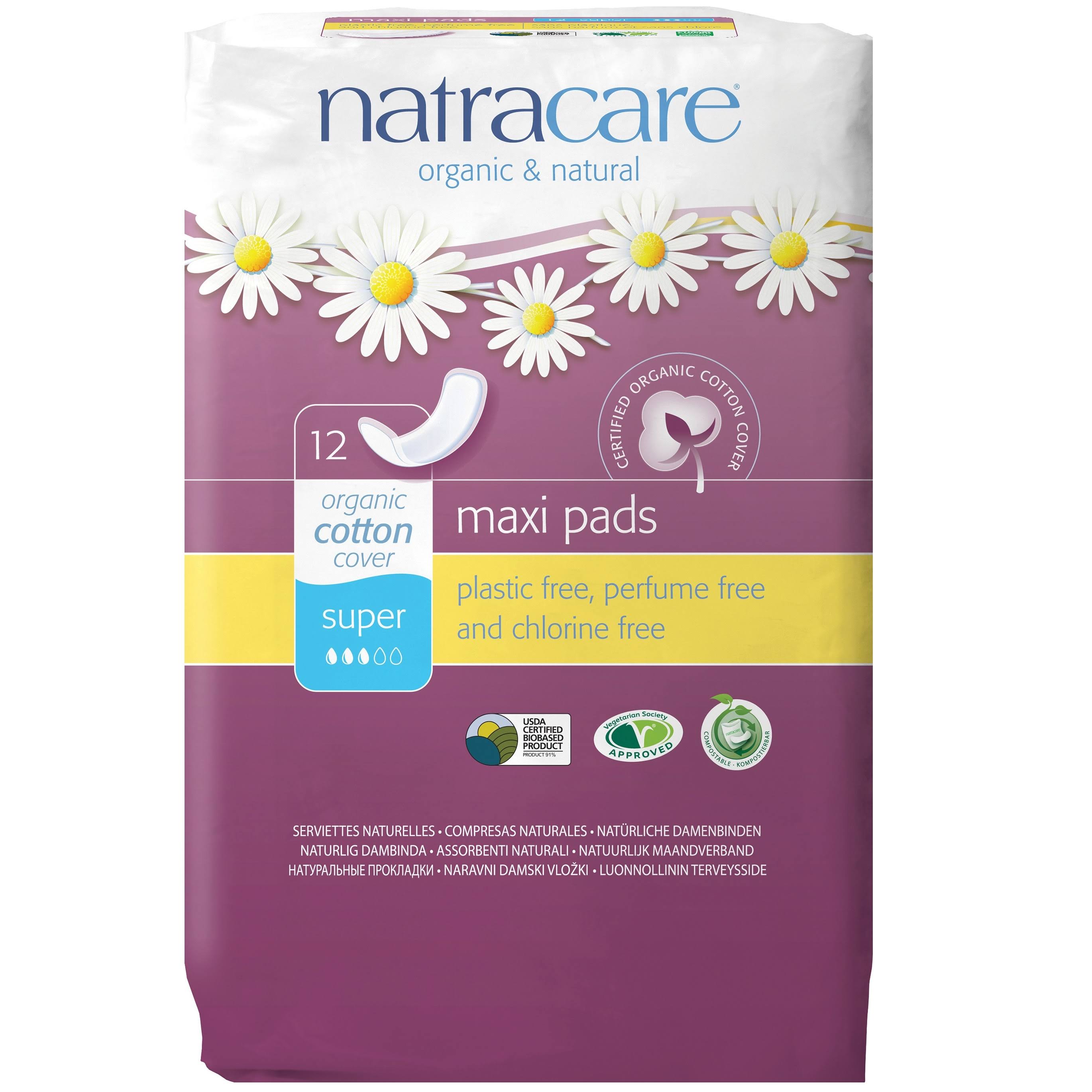 Natracare Organic Cotton Cover Super Maxi Pads - 12ct