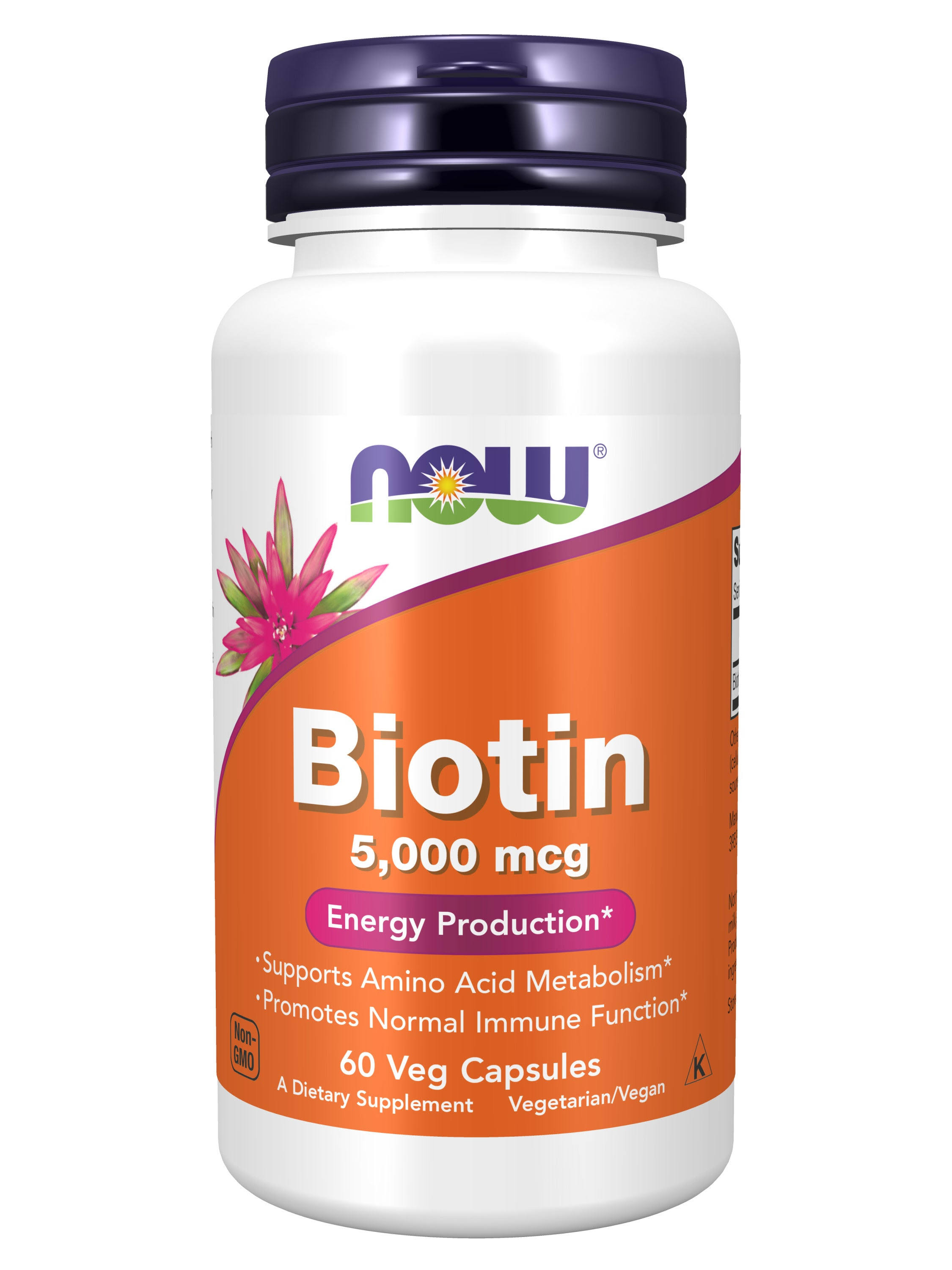 Now Foods Biotin - 5000 mcg - 60 Veg Capsules