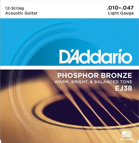 D'Addario EJ38 Phosphor Bronze Acoustic Guitar Strings - 12 Strings, Light Gauge