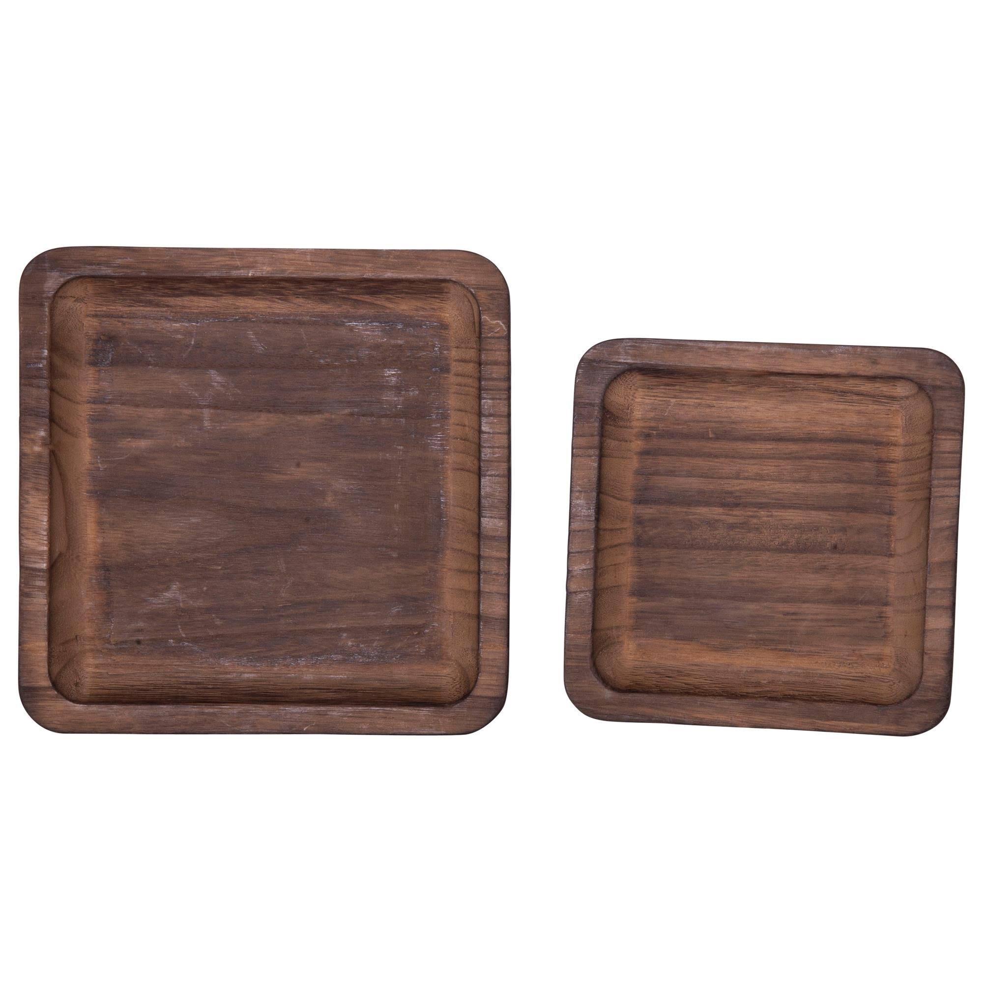 American Mercantile Brown Wood Serving Tray – Set of Two One-Size