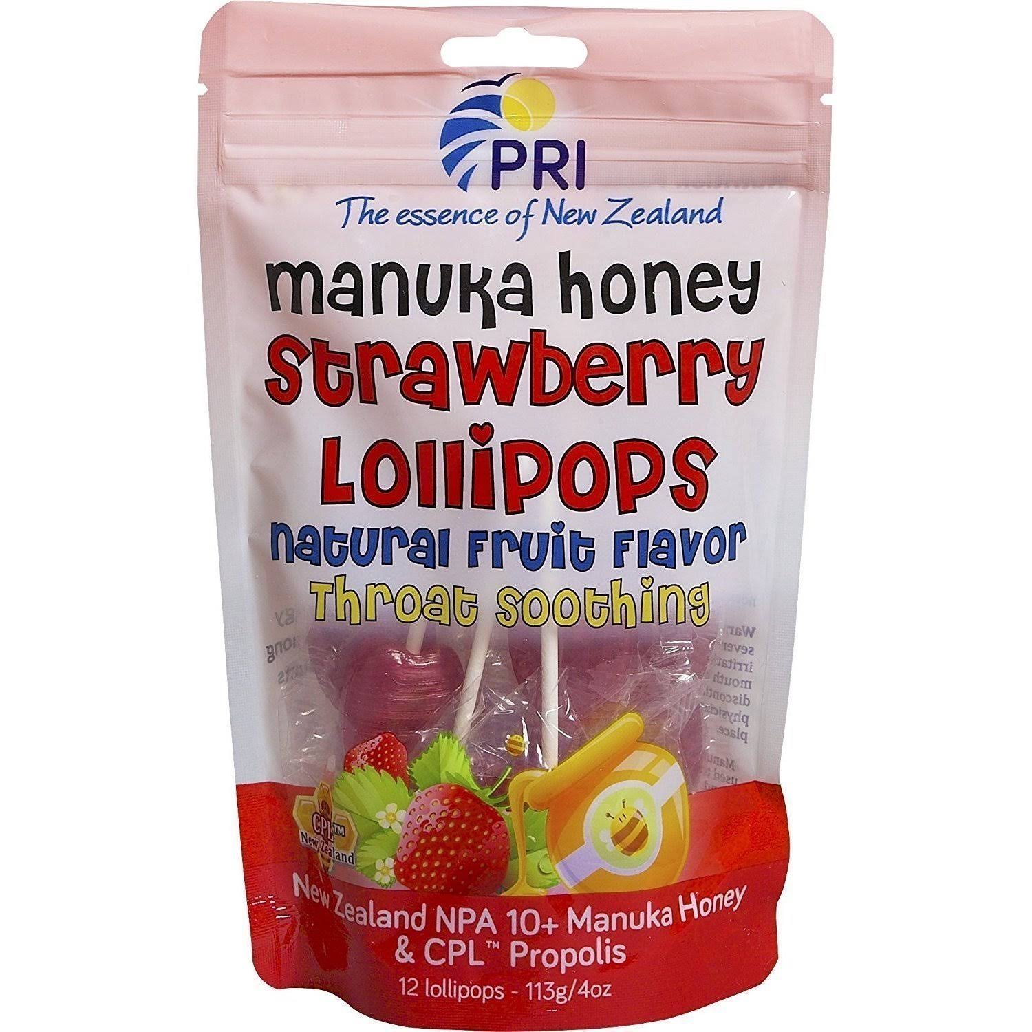 Pacific Resources Strawberry Manuka Honey Lollipops - 12ct