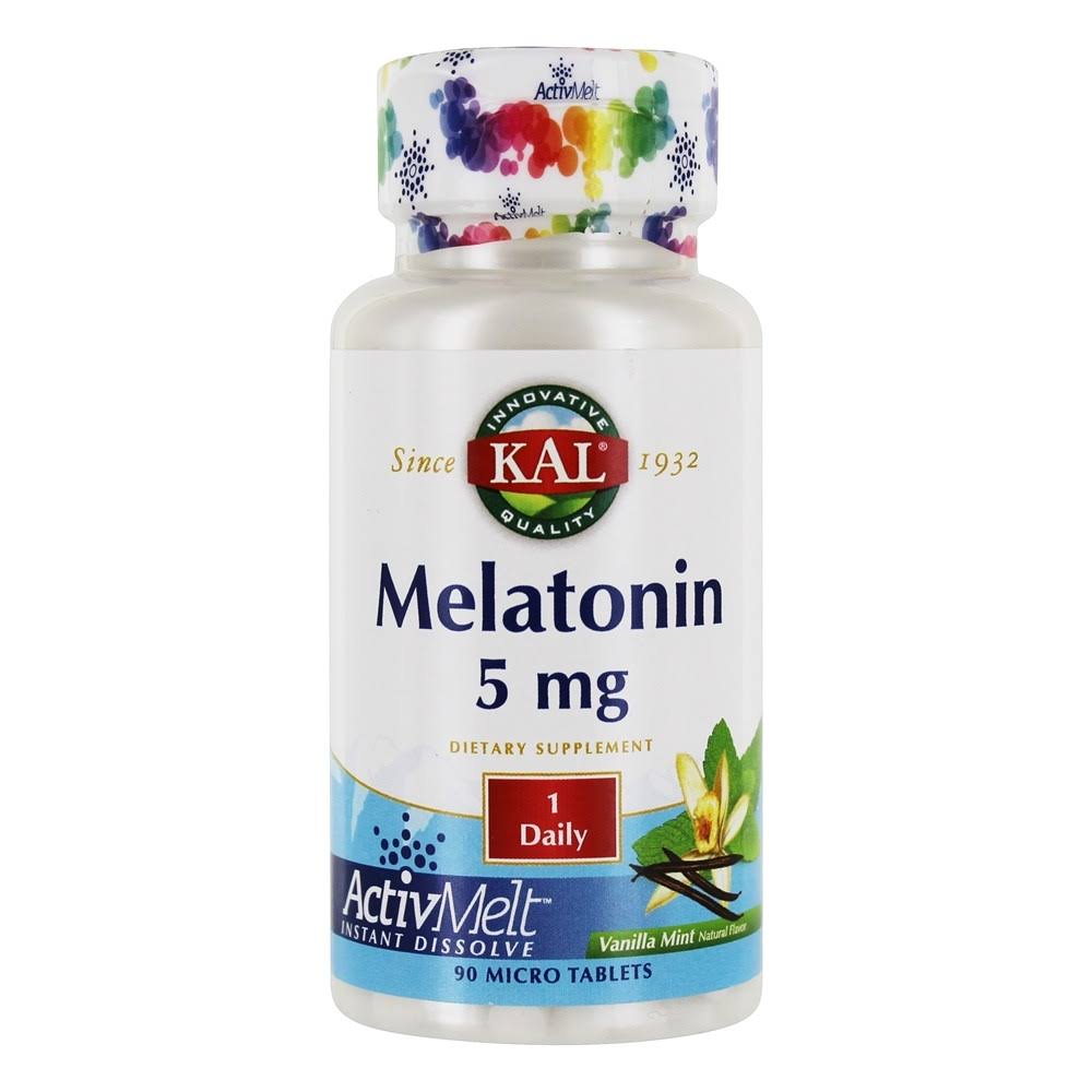 Kal Melatonin 5 mg Dietary Supplement - Vanilla Mint, 90 Tablets