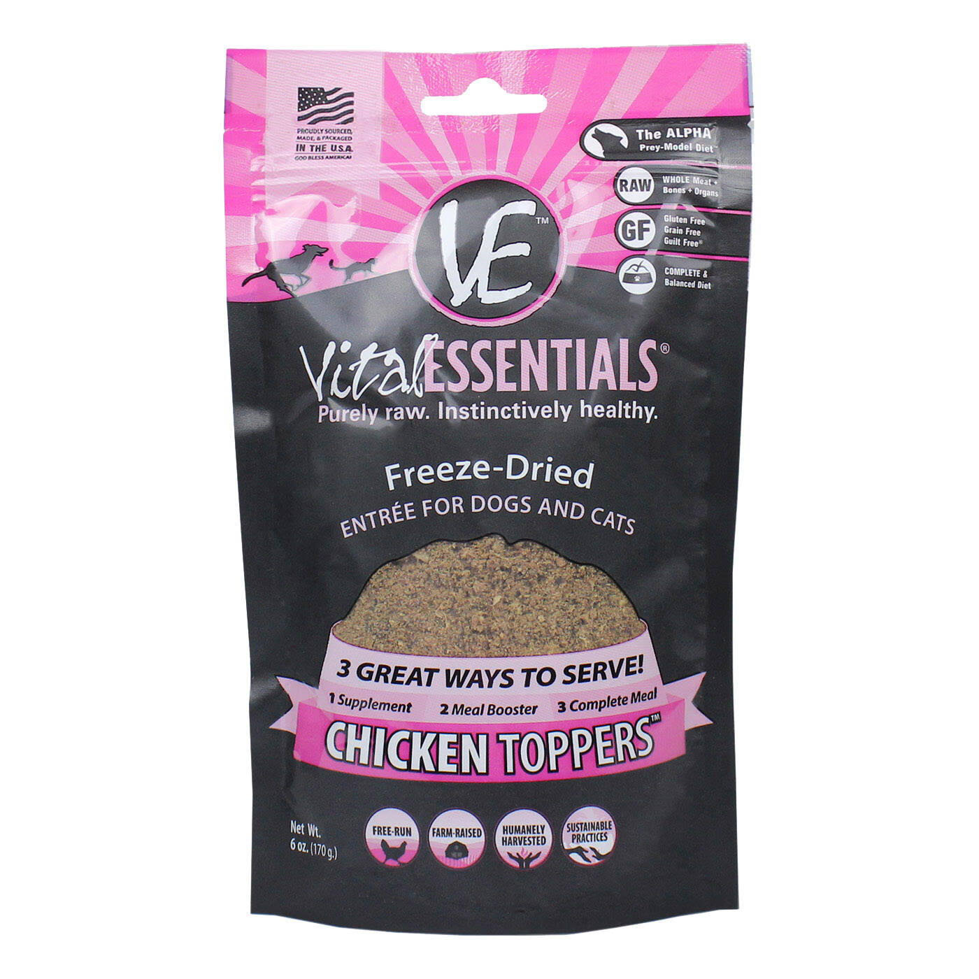 Vital Freeze Dried Chicken Toppers for Cats & Dogs - 6oz