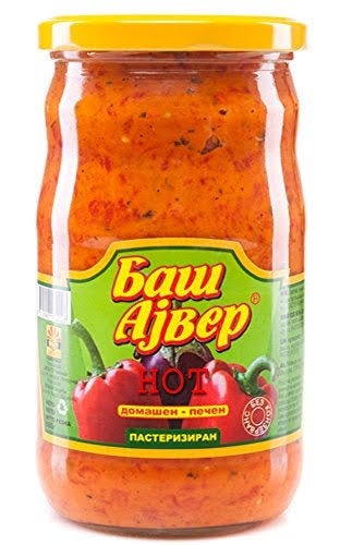 Bas Ajvar Homemade Hot Roasted Pepper and Eggplant Spread - 720ml