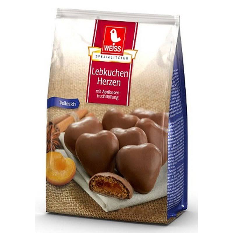 Weiss - Apricot Filled Lebkuchen Hearts (150g) Milk Chocolate