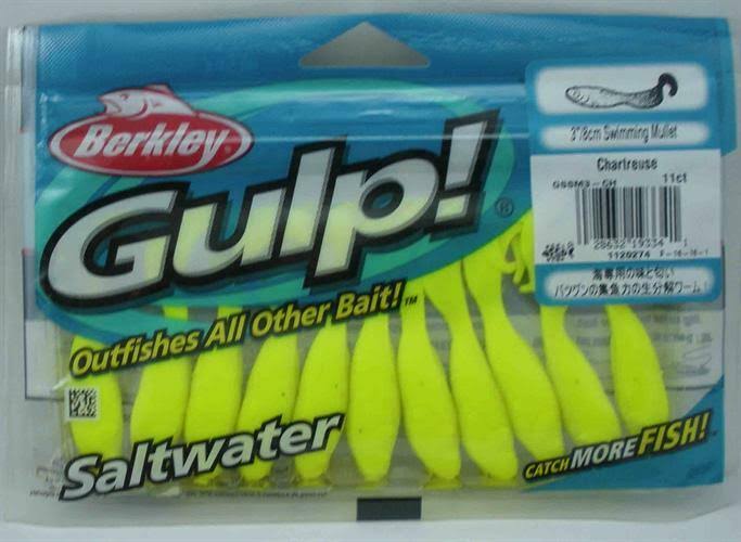 Berkley Gulp! Saltwater Swimming Mullet - Chartreuse, 3"