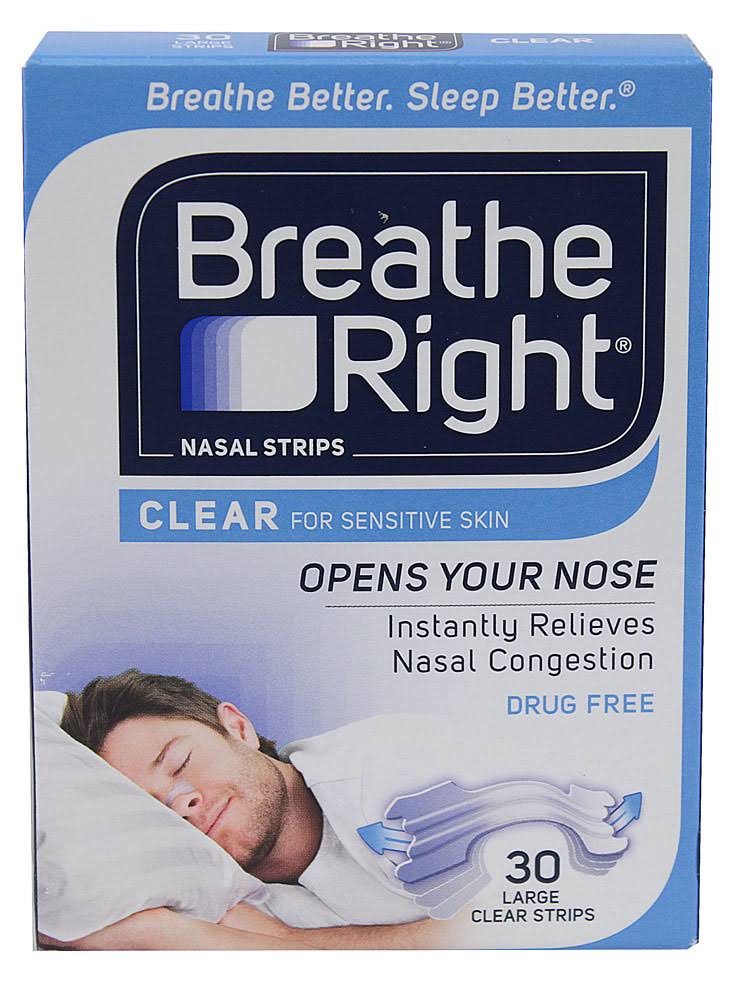 Gsk Breathe Right Large Clear Nasal Strips - 30 Pack