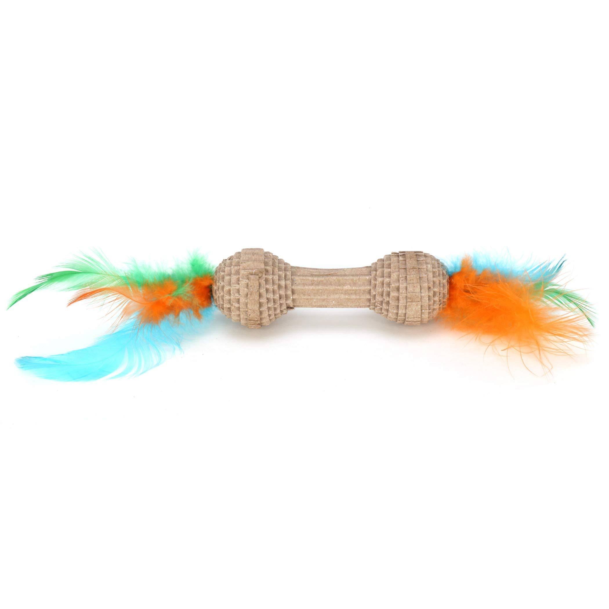 Ware Manufacturing Corrugate Barbell Cat Toy with Feathers