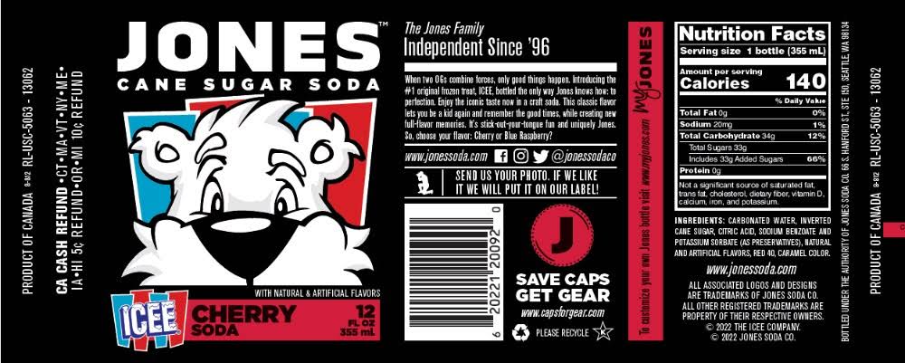 Jones Soda Co. Cherry Icee Soda Drink - 12 fl oz