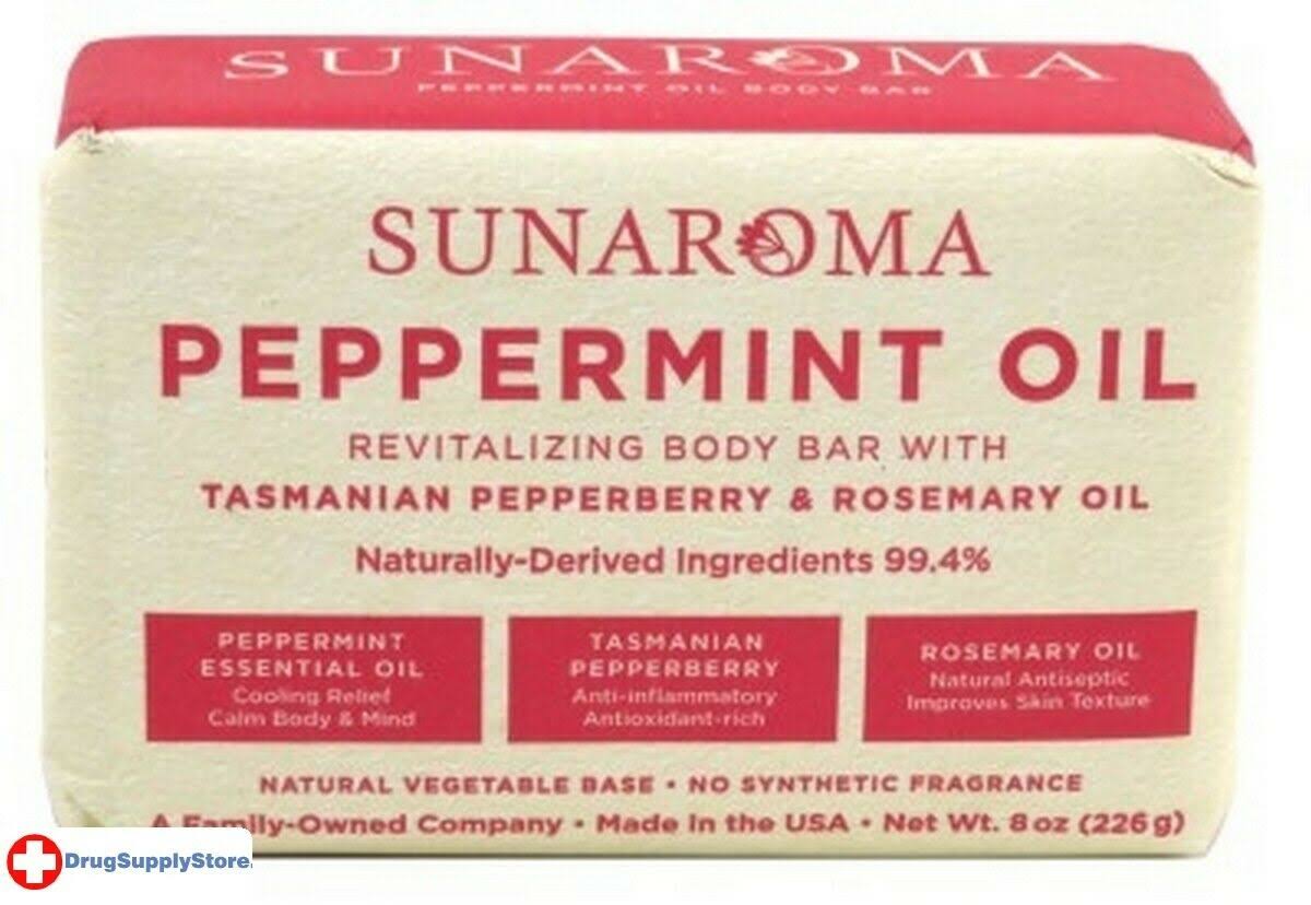 Sunaroma Body Bar Soap Peppermint Oil -- 8 oz
