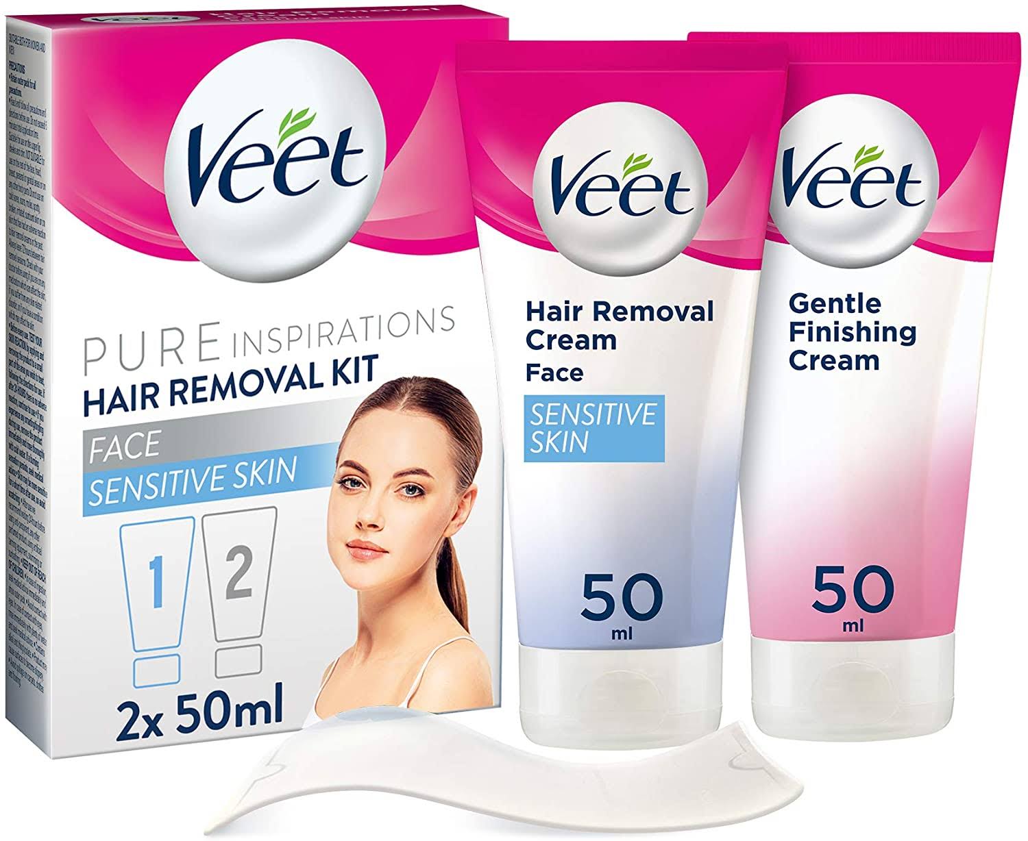 Veet Face Hair Removal Kit - Sensitive Skin, 2 x 50ml