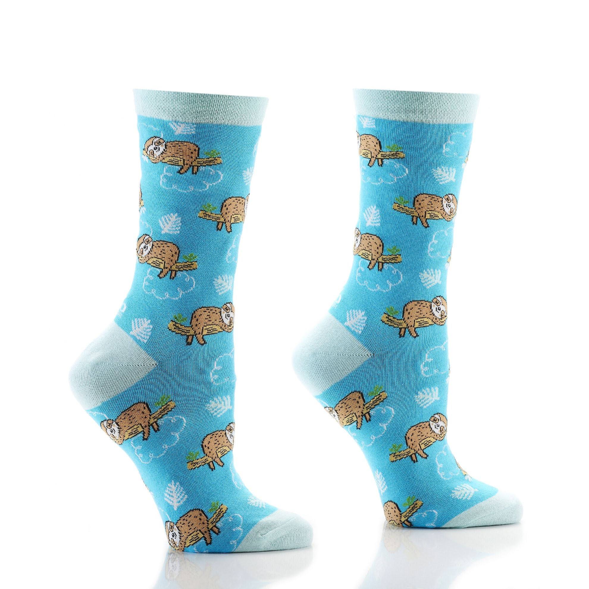 Yosox Blue Sleepy Sloths Crew Socks One-Size