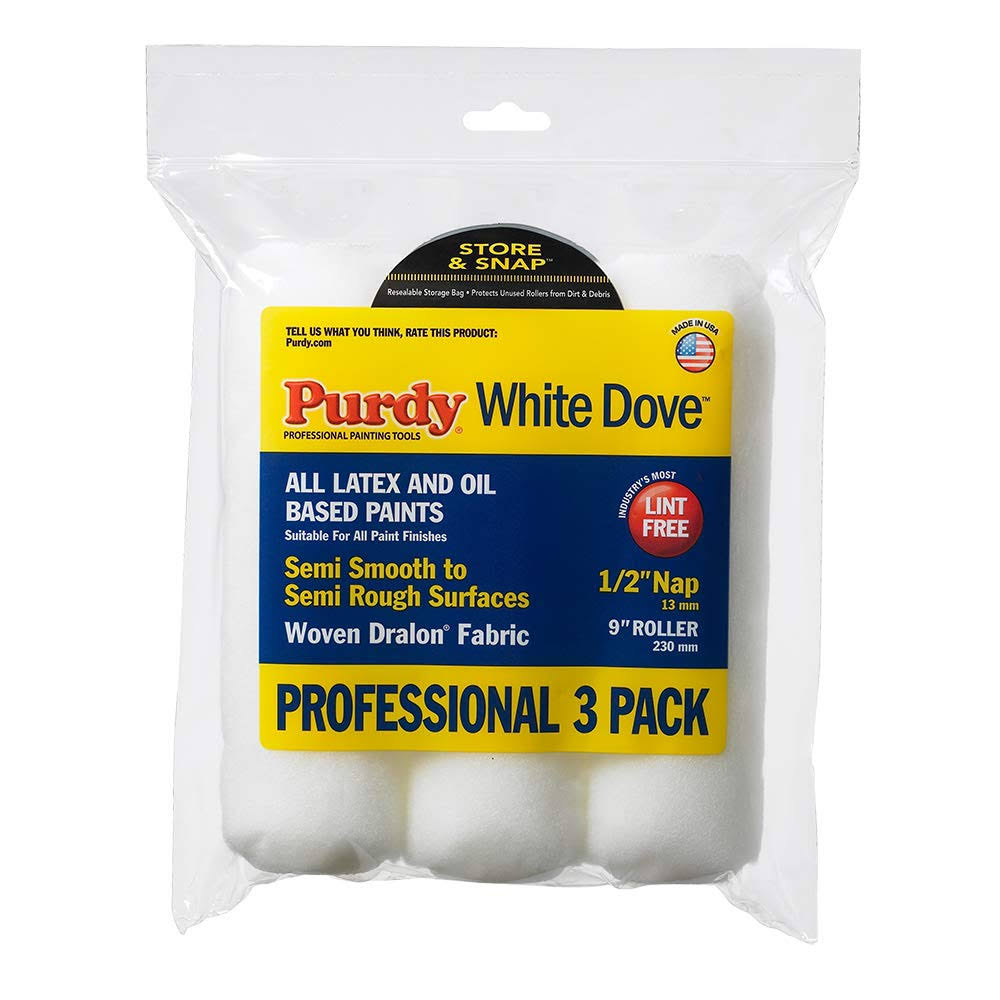 Purdy Whitedove Contractor Paint Roller Cover - 3 Pack, 1/2' Nap, 3" Roller