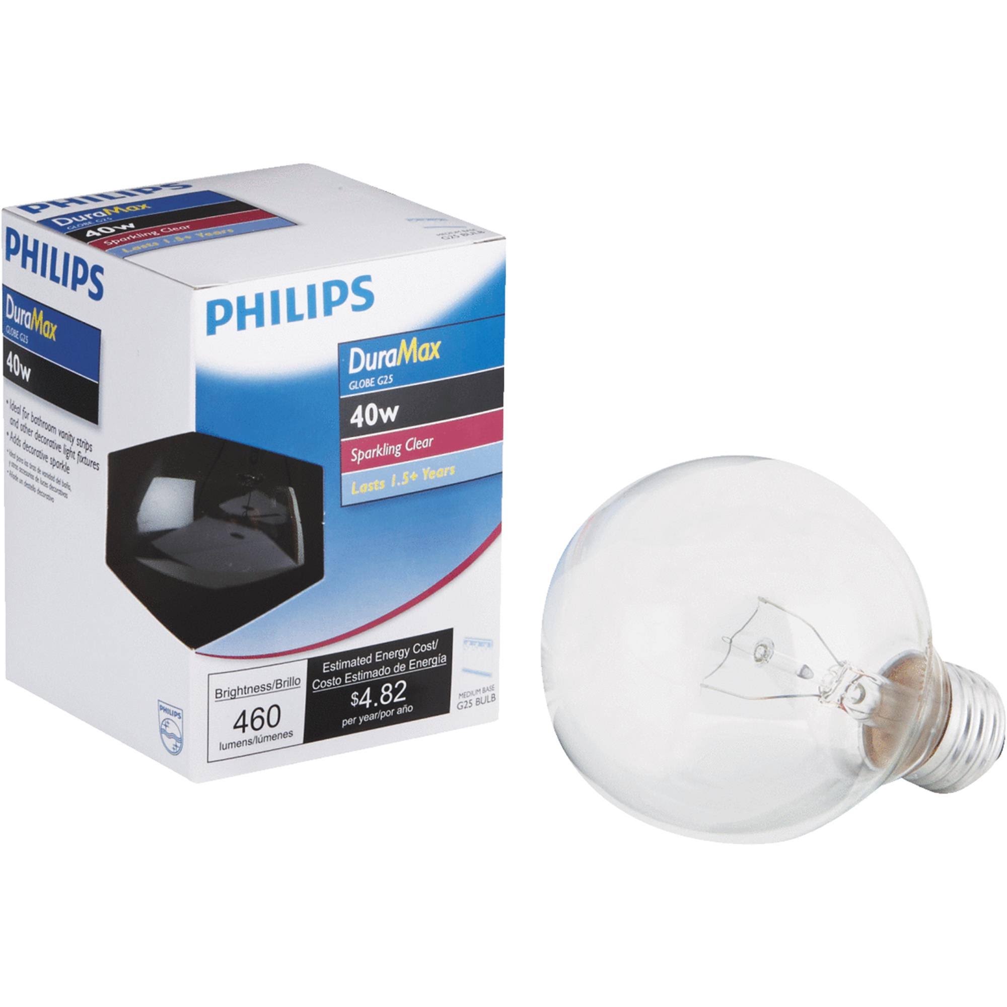 Philips G25 DuraMax E26 Decorative Incandescent Light Bulb - 40W, 120V, Clear
