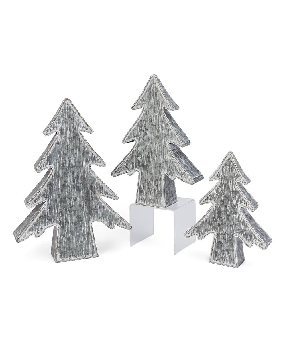 The Gerson Company Silvertone Metal Christmas Tree - Set of Three One-Size