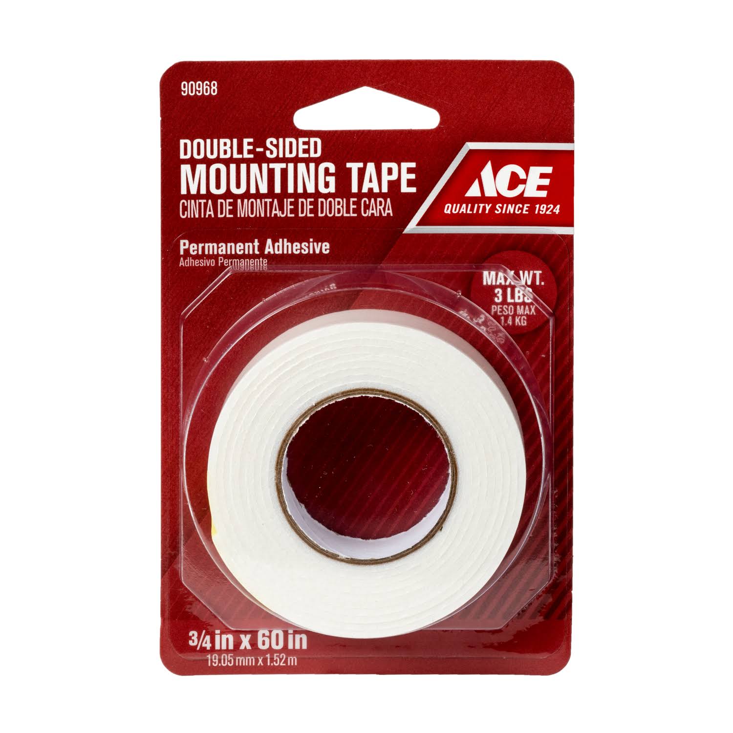 Ace 3/4 in. W x 60 in. L Mounting Tape White