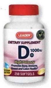 Leader Vitamin D 1000IU Softgels 250 ct