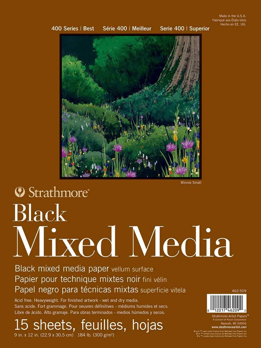 Strathmore 400 Series Mixed Media Pad - Black 9"X12" 15 Sheets