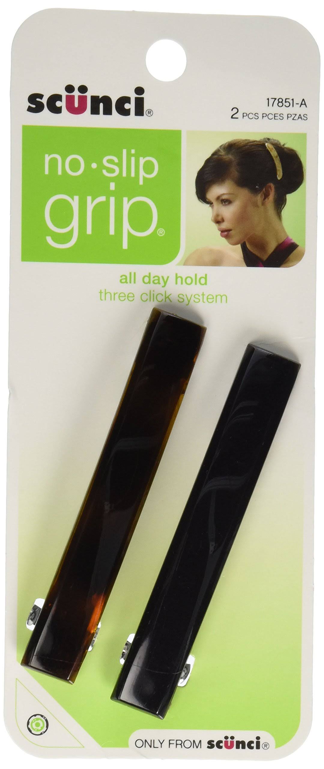 Scunci No-Slip Grip Auto Clasp Barrettes Hair Clips - 2ct
