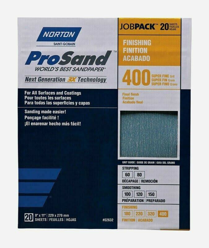 Norton ProSand Sandpaper - 20 Sheets, 400 Grit