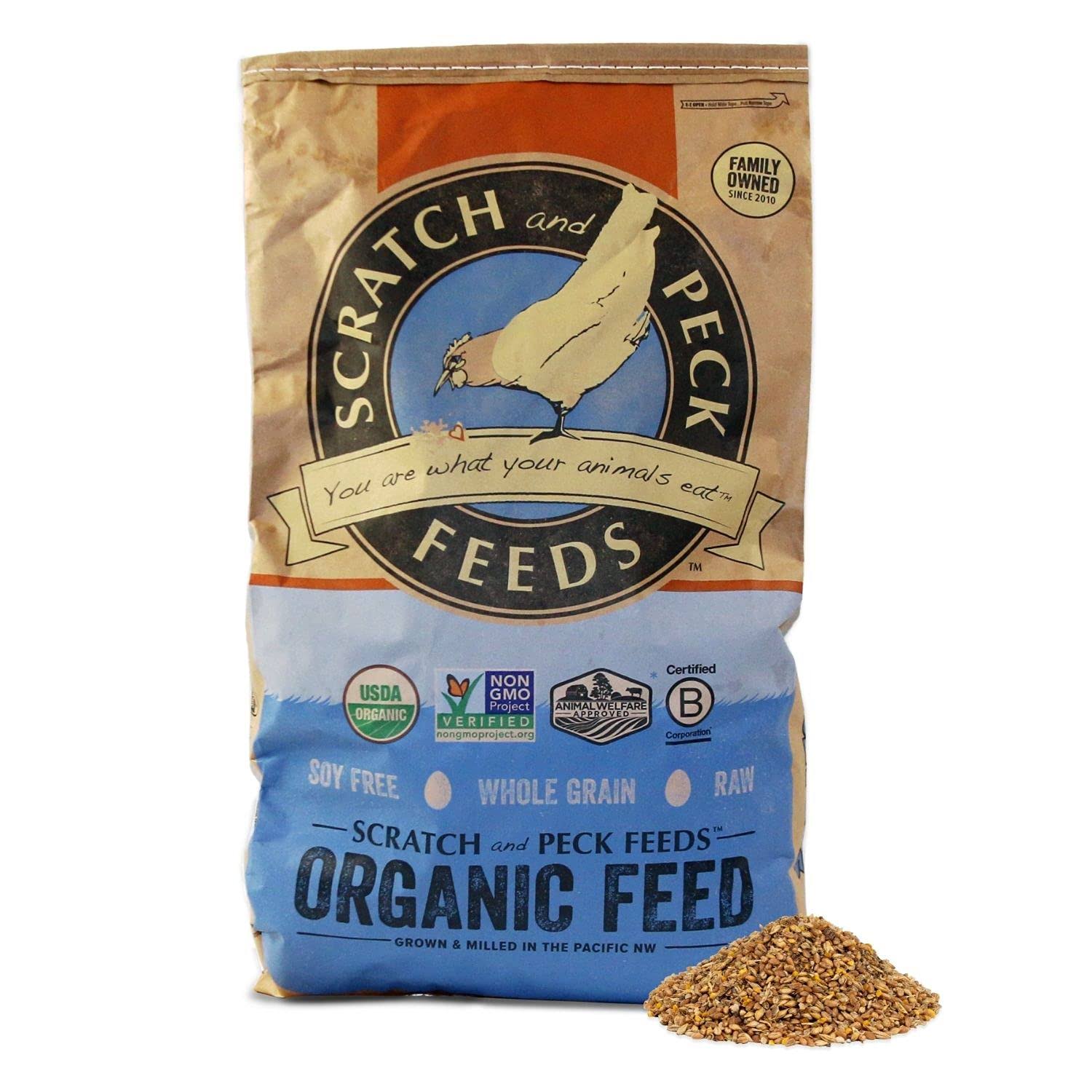 Scratch and Peck Feeds Organic Layer with Corn 16% Poultry FEED, 40-lb Bag