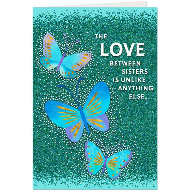 Hallmark Birthday Card, Sparkling Butterflies Birthday Card for Sister