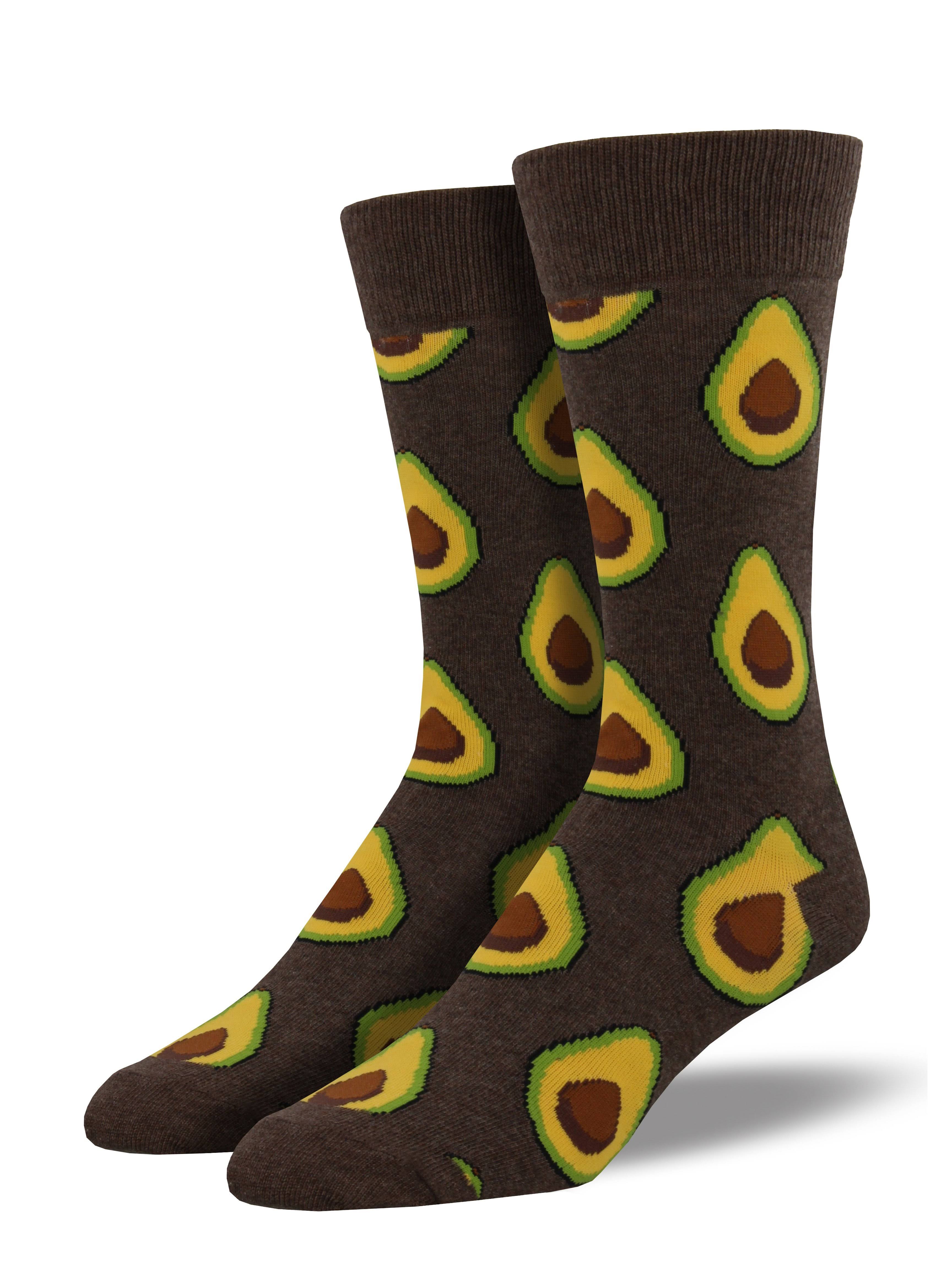 Socksmith Mens Crew Socks - Avocado, Heather Brown