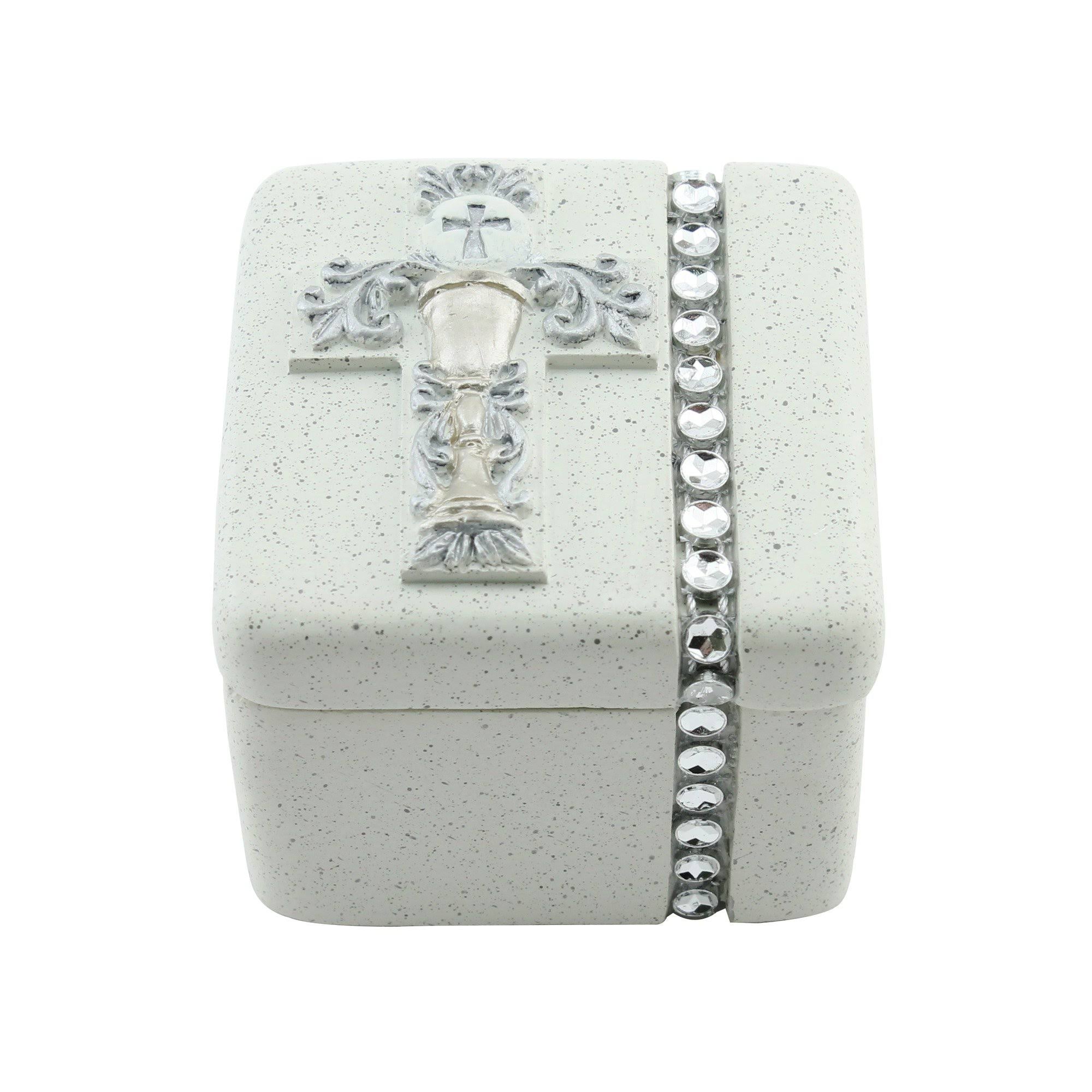 Roman First Holy Communion Keepsake Rosary Jewelry Box - 1.5"