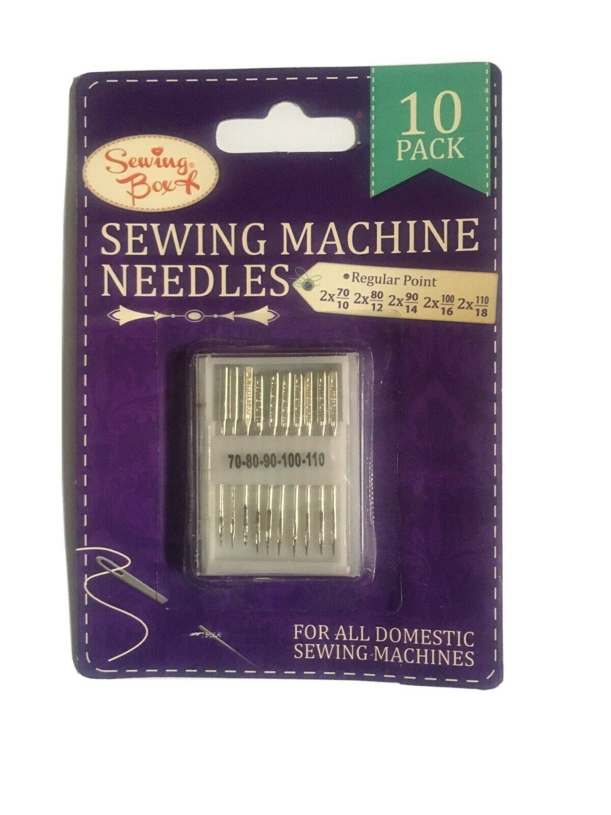 Pack of 10 Sewing Machine Needles in Plastic Box by Sewing Box