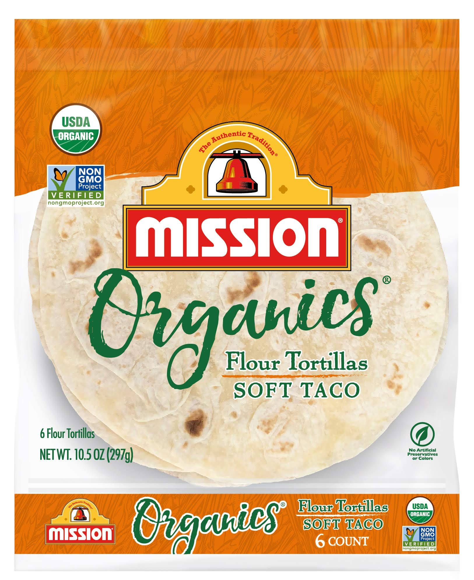 Mission Organics Flour Tortillas, Non GMO, Trans Fat Free, Medium Soft