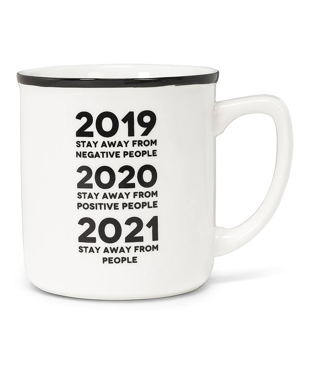 Abbott Collection AB-27-2021-117 4 in. Stay Away Text Mug White & Black