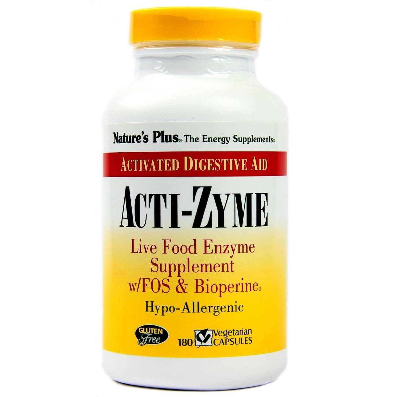 Nature's Plus Acti-Zyme Live Food Enzymes Supplement - 180 Vegetarian Capsules