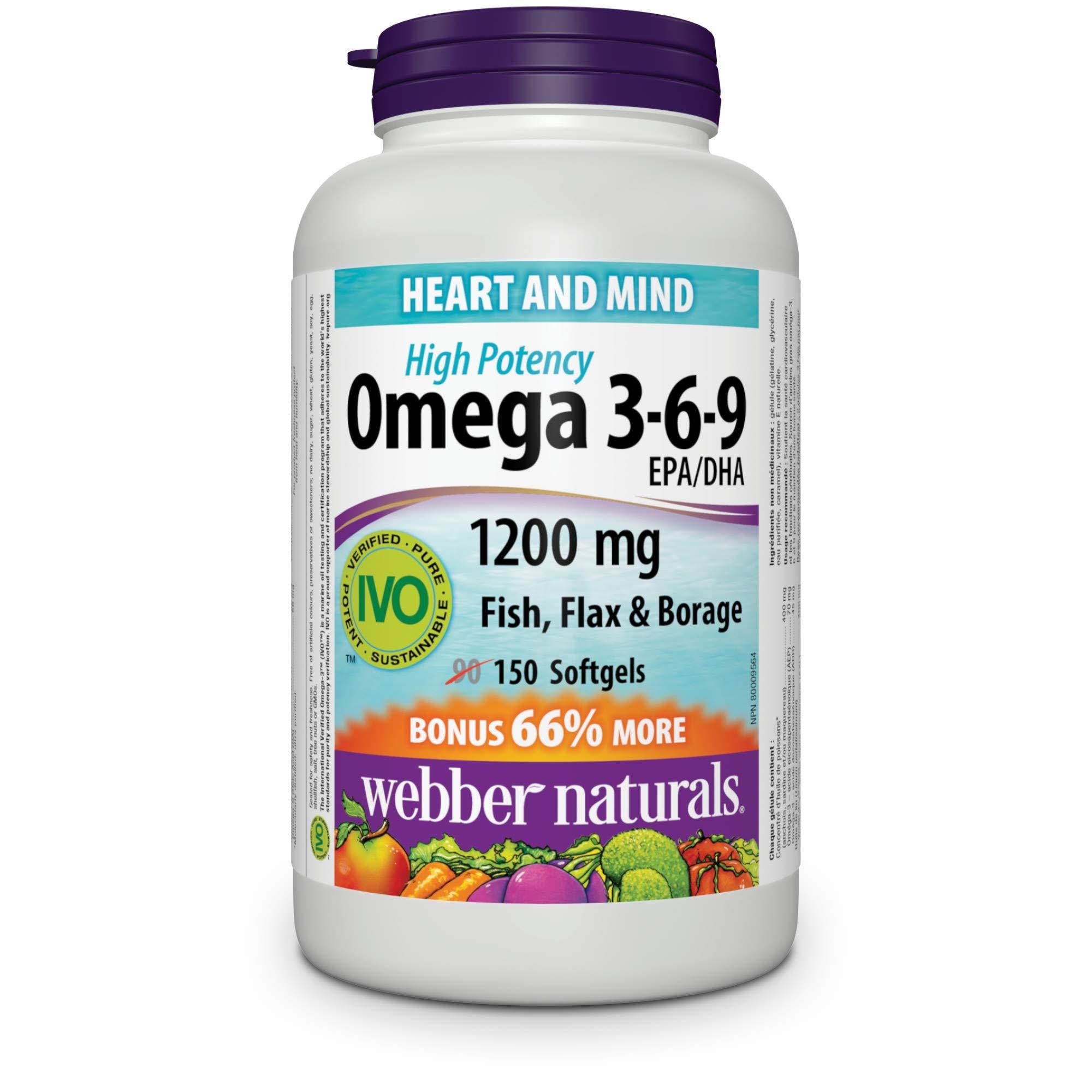 Webber Naturals Omega 3-6-9 Flaxseed Fish & Borage Oils - 1200mg