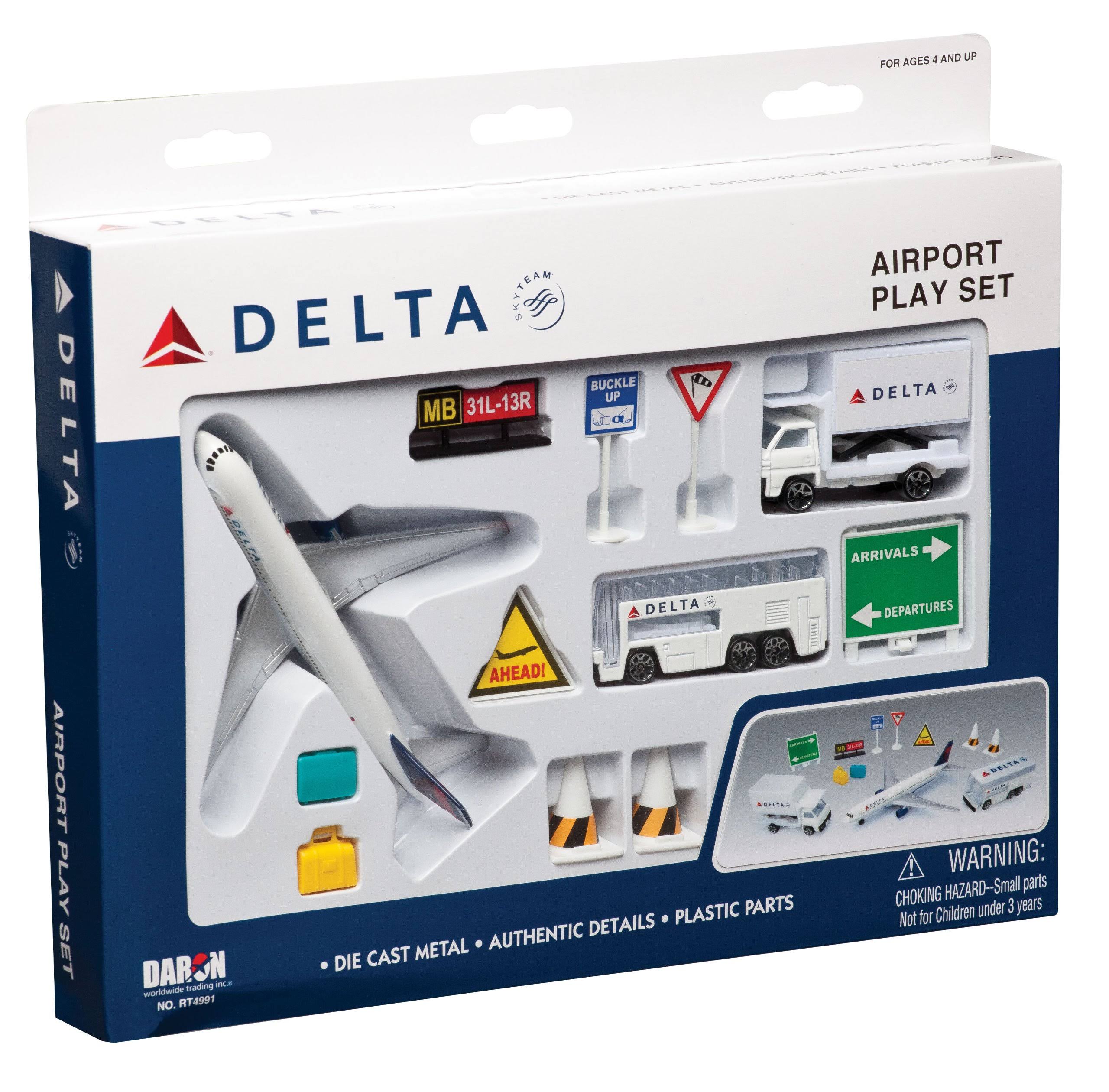 Daron Worldwide Trading RT4991 Delta Airport Playset - 12 Pieces