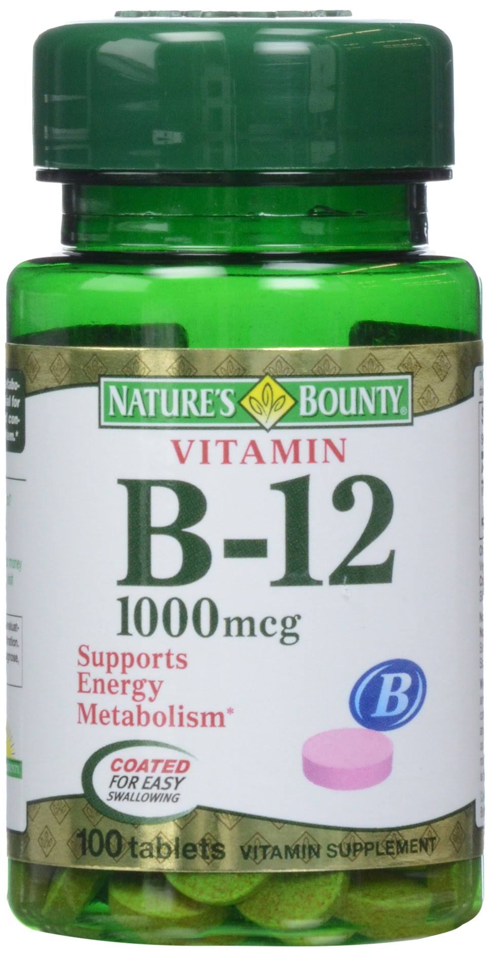 Nature's Bounty Natural Vitamin B12 Supplement - 100 Tablets