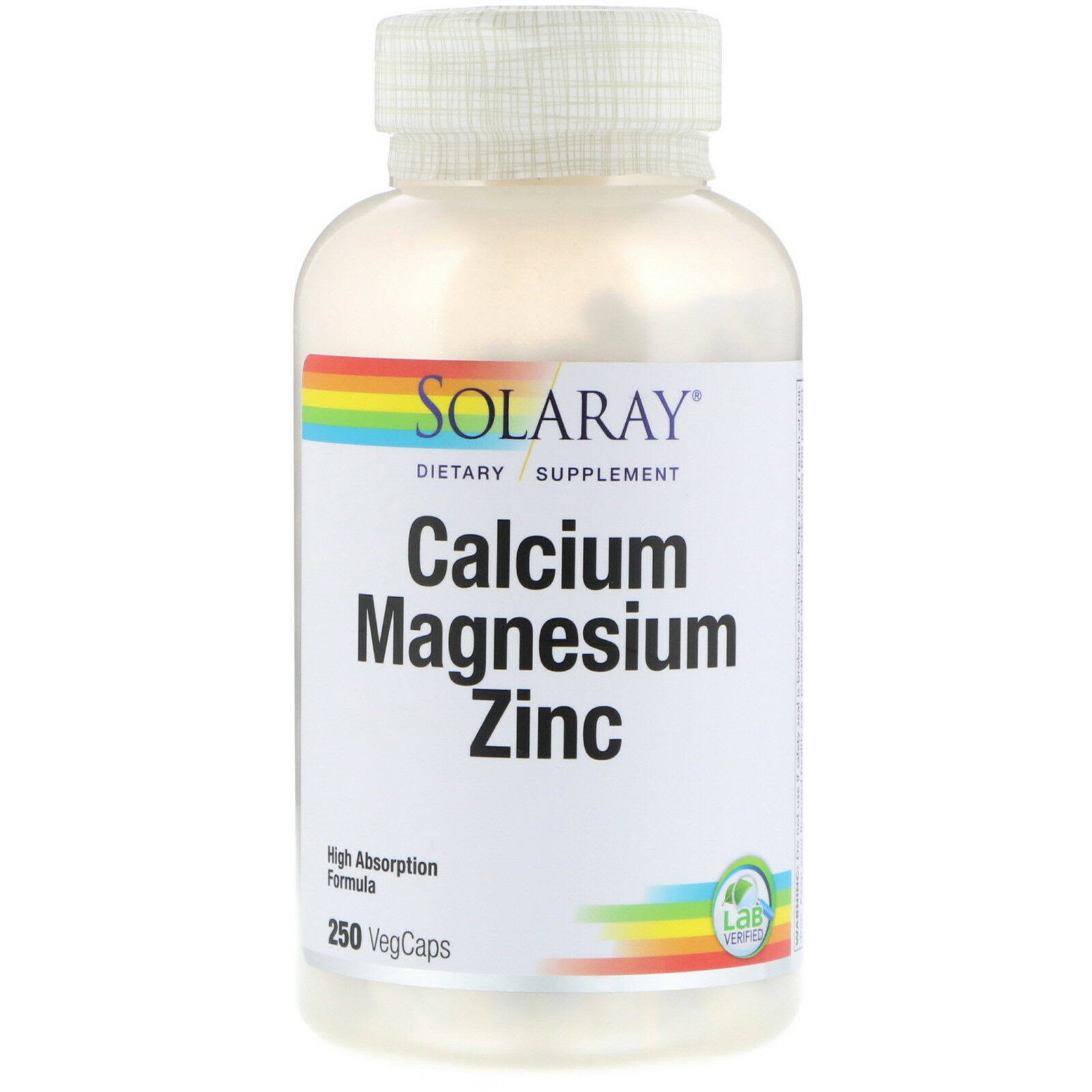 Solaray Calcium Magnesium Zinc - 250 Vegetarian Capsules