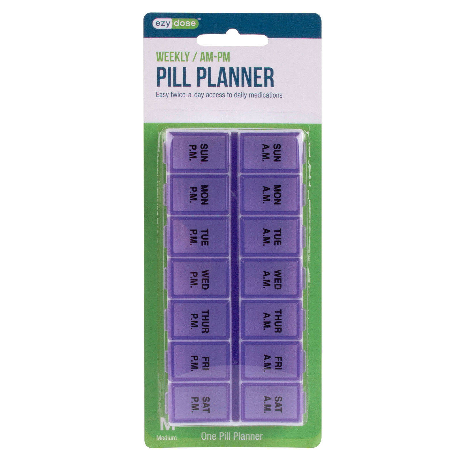Ezy Dose (7 Day) Pill, Medicine, Vitamin Organizer Box | Weekly, 2 Tim