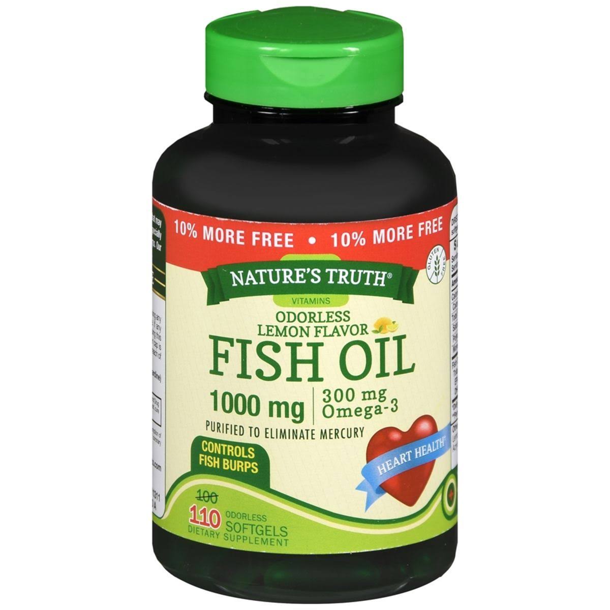 Nature's Truth Odorless Fish Oil - 1000mg, Lemon Flavor, 110ct