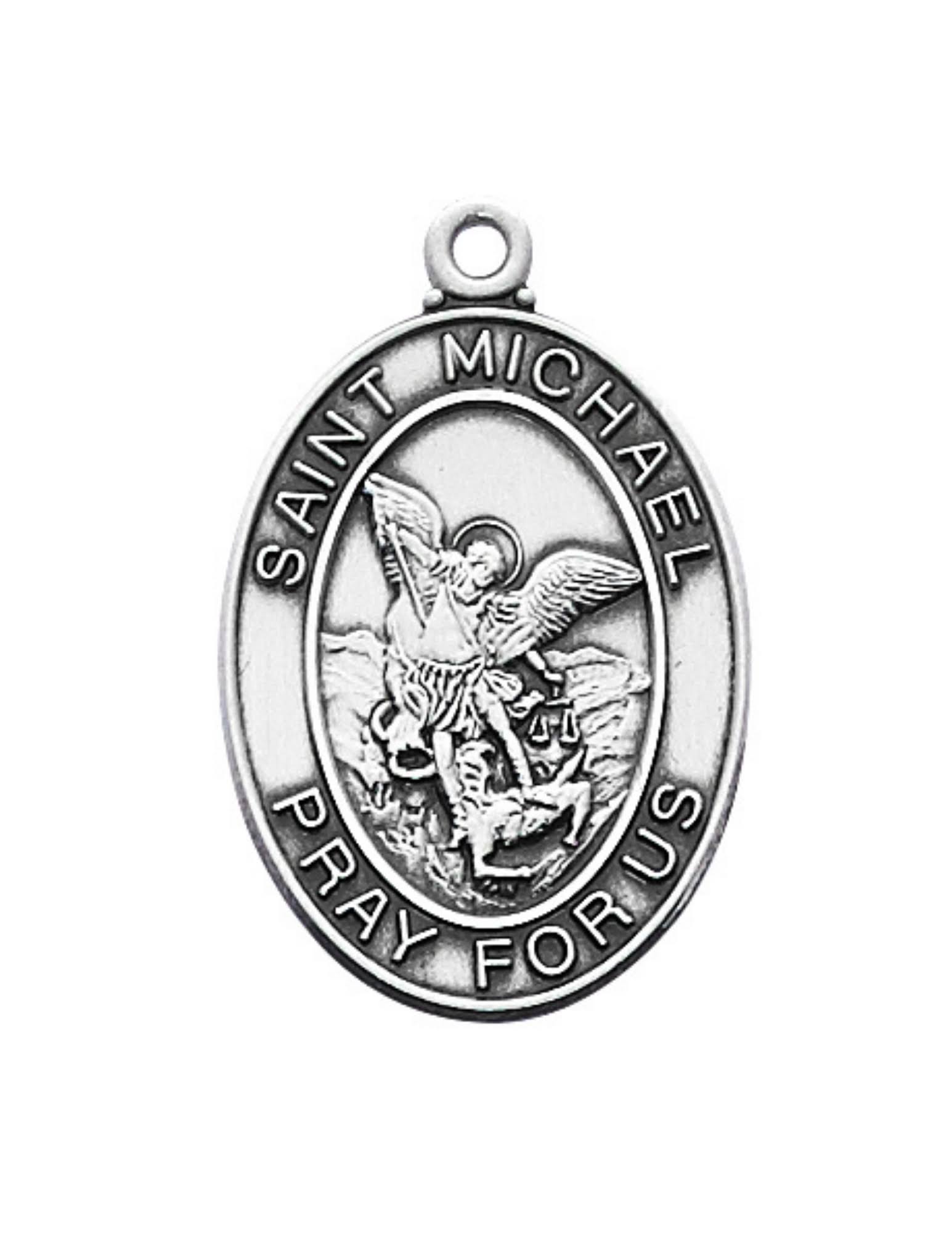 Sterling Silver St. Michael Medal 24 Chain
