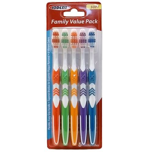 Iodent Toothbrushes 5pk Soft Value Pack, Wholesale, Bulk