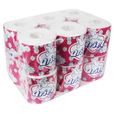 Pack of 12 Ariel 525 Toilet Paper Rolls Bathroom 2 Ply Tissue Sheets