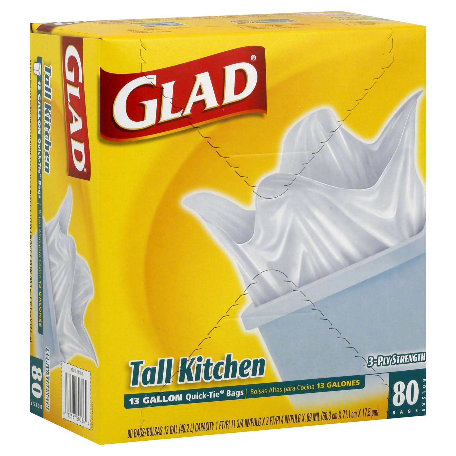 Glad Tall Kitchen Quick-Tie Trash Bags - 80 Bags