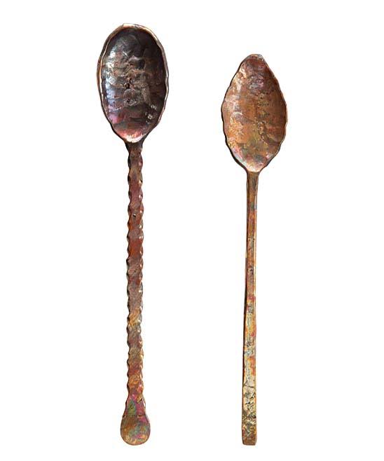 Creative Co-op Two-Piece Hand-Forged Copper Spoon Set One-Size
