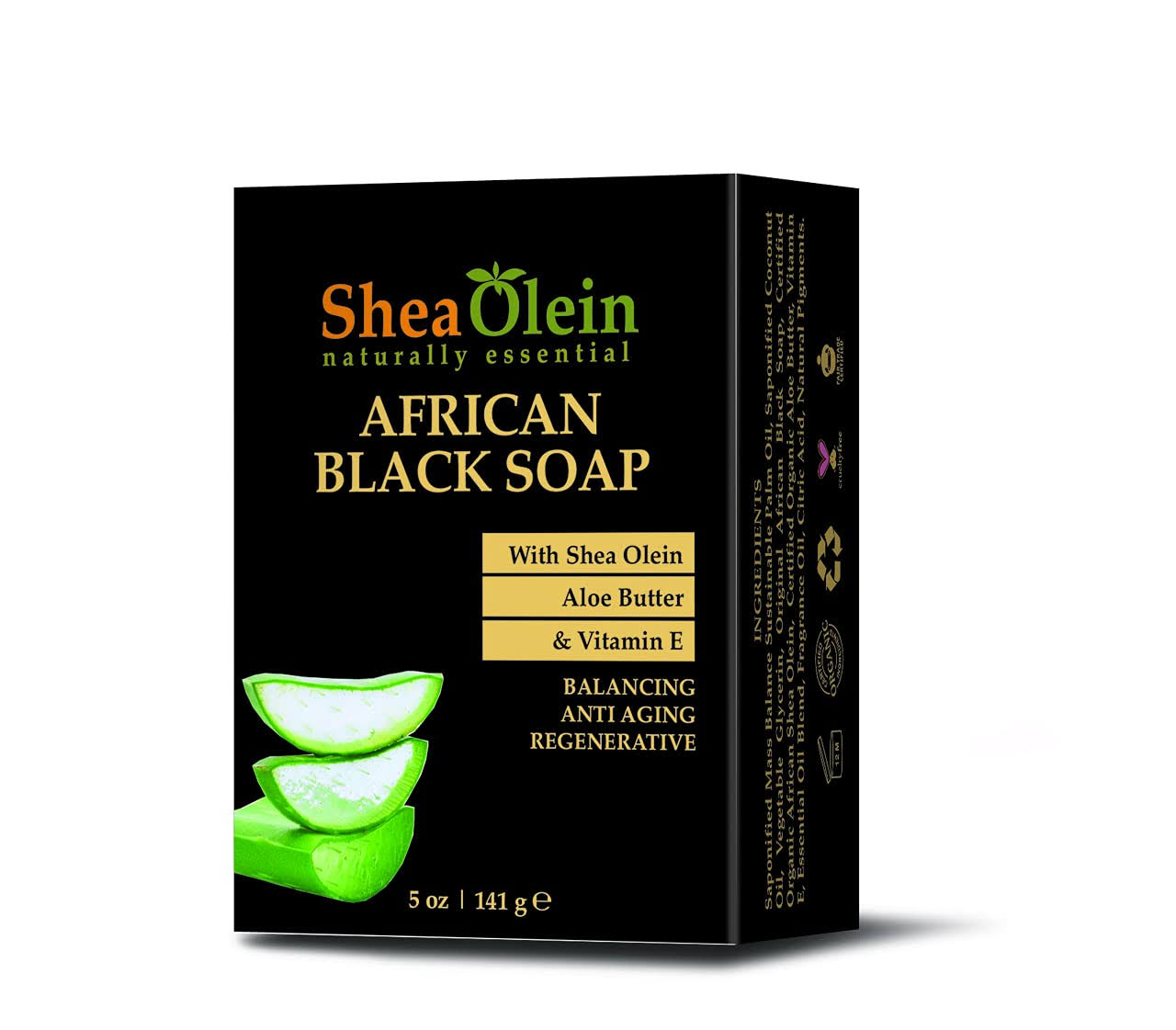 African Black Soap with Shea Olein, Aloe Butter and Vitamin E