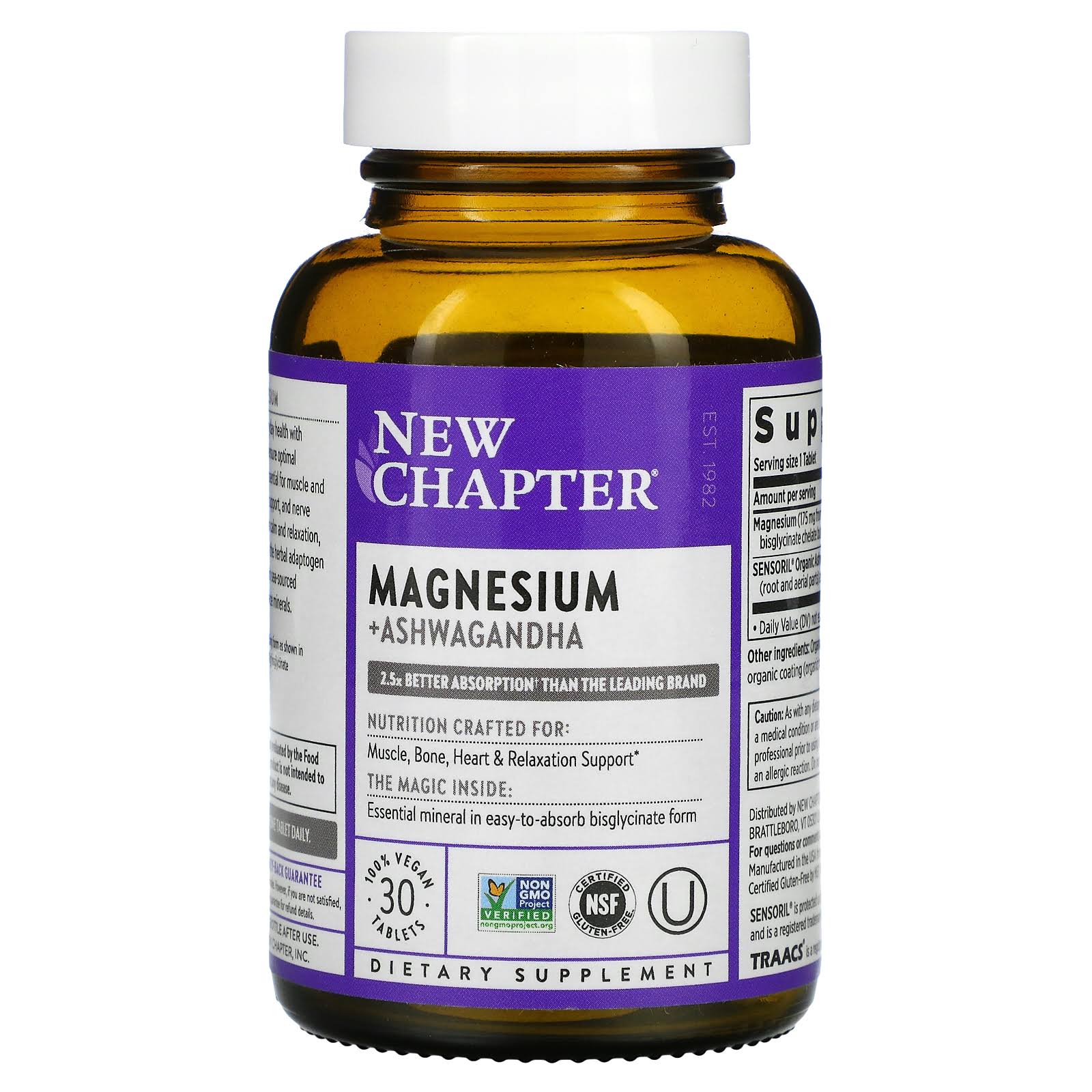 Magnesium, New Chapter Magnesium + Ashwagandha Supplement, 2.5X