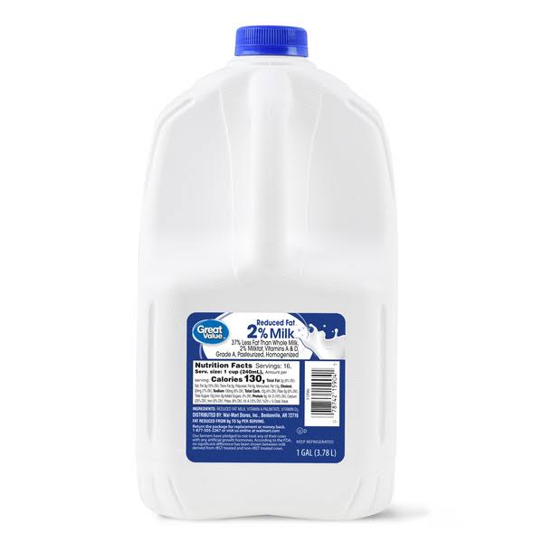 Great Value 2% Reduced Fat Milk - 1 Gal