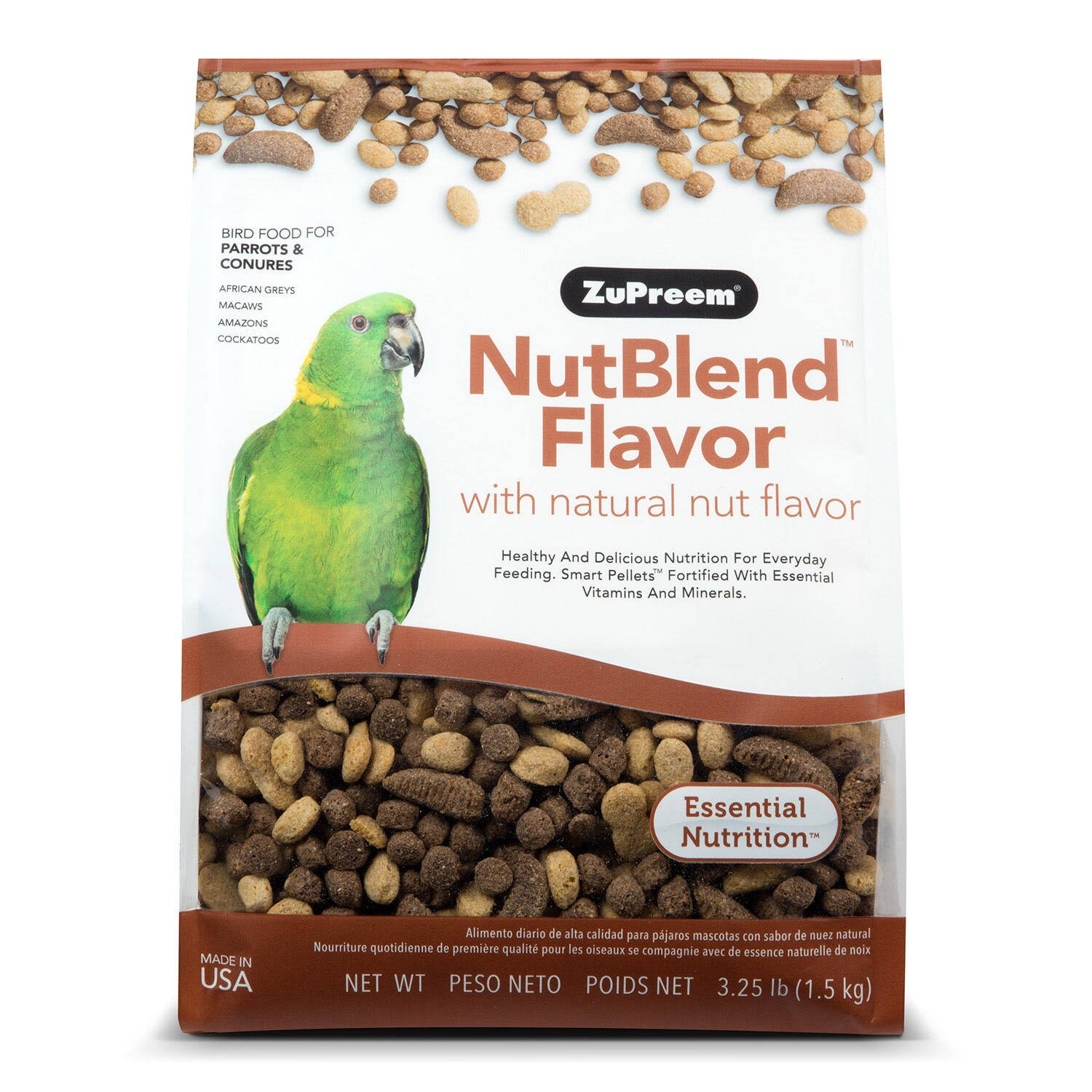 ZuPreem AvianMaintenance Nutblend Premium Bird Diet for Medium & Large Birds - 3.25lb